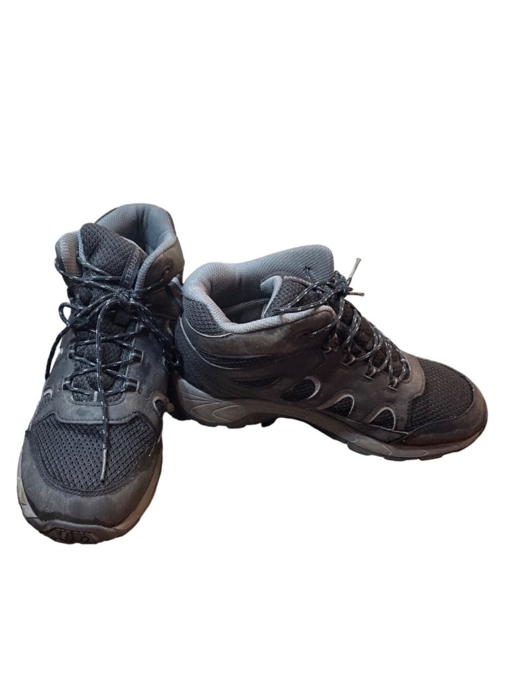 Merrell black gray waterproof wms man made ankle hiking boots sz 7M SKU 10-333